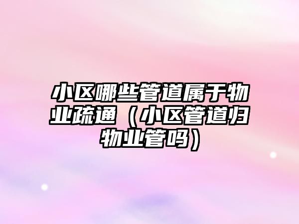 小區(qū)哪些管道屬于物業(yè)疏通（小區(qū)管道歸物業(yè)管嗎）