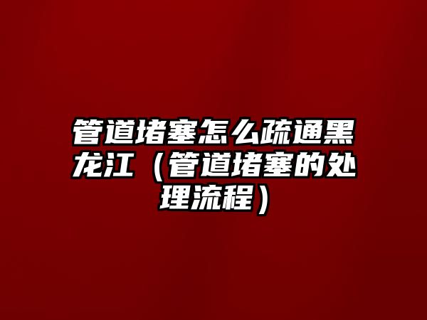 管道堵塞怎么疏通黑龍江（管道堵塞的處理流程）